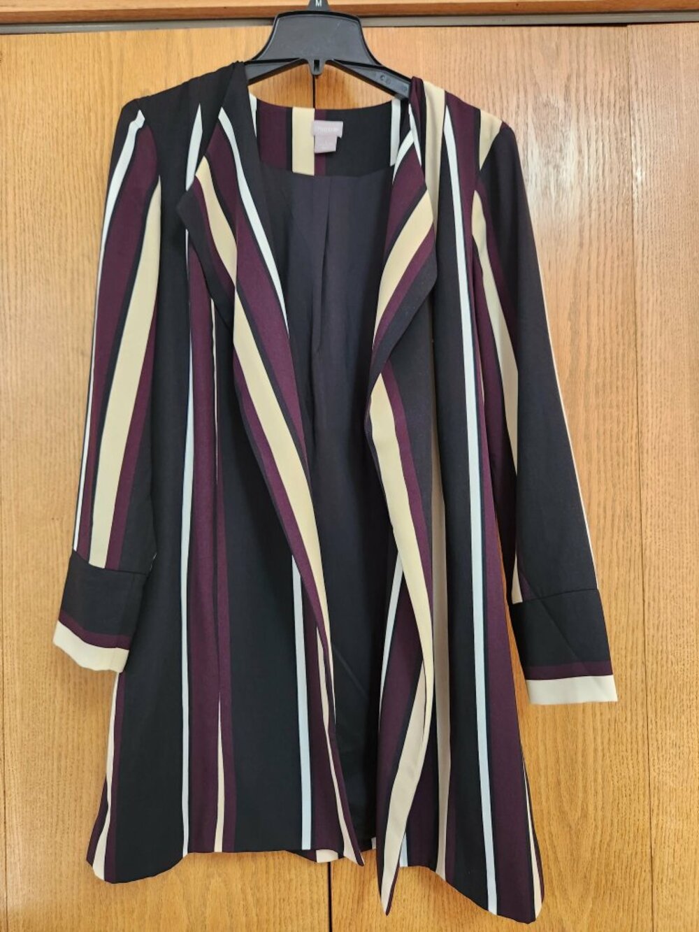 Chico's Striped Open Front Blazer Jacket Multi-Color Size Chicos Sz 1 (8/10 M)